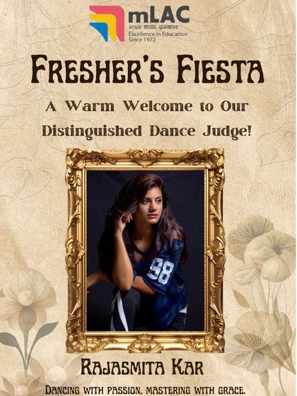 The official welcome poster for my appearance as the dance judge at the MLAC Fresher's Fiesta. I am available to bring a professional and celebrity presence to your college or university events.