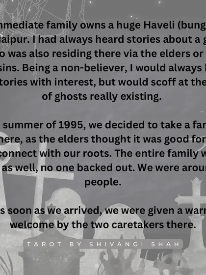 The tale of a family trip to a haunted Haveli where cousins enter a forbidden room and have a terrifying encounter with a spirit.