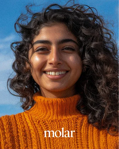 a product branding shot for 'molar'. this shows how i integrate brand identity directly into the visual assets of a campaign or app, creating a consistent look and feel.