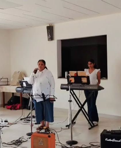 Our students performing "Prabhu Tera Pyaar," a devotional hymn that marked the commencement of our evening of bonding at The Little Sisters of the Poor. The heartfelt performance left us with a profound sense of joy.