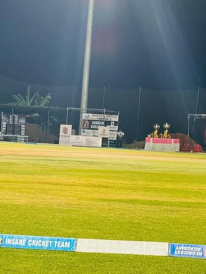 Our grounds are equipped with high-quality floodlights, making night tournaments and evening practice sessions possible. This image shows our complete setup for a professional night match, including player tents and a presentation stage.
