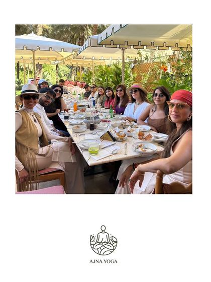 A beautiful meal shared together in the oasis of Al-Ula. Community and connection are fostered not just in practice, but also in the simple joy of sharing nourishing food.