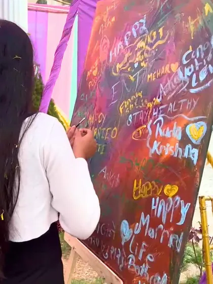 An interactive canvas where guests could leave their wishes for the couple, which was later turned into a beautiful piece of art.