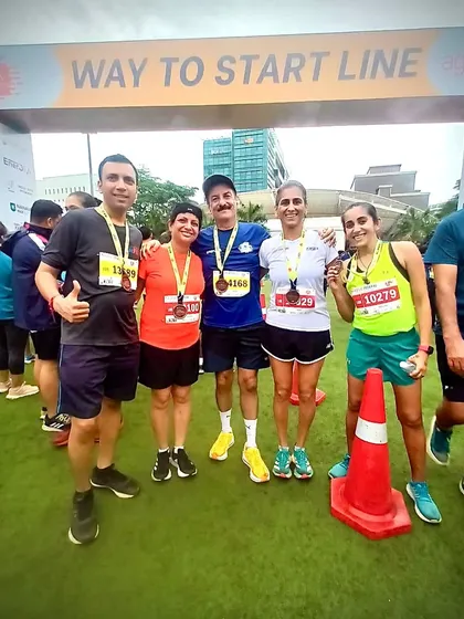 The team at the finish line of the Mumbai Half Marathon. Sharing the joy of completion.