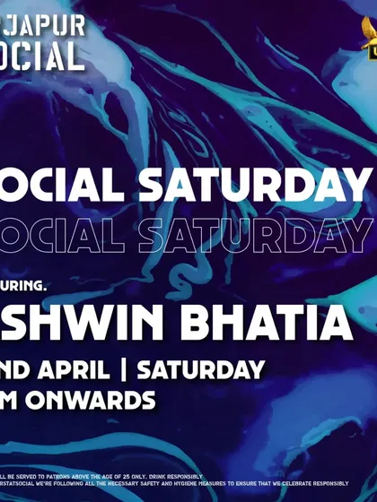 A simple and direct poster for Social Saturday at Sarjapur Social. Sometimes, the venue and the DJ are all you need to know.