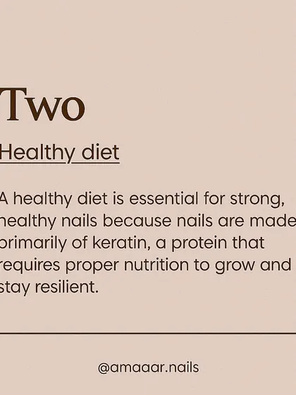 Healthy nails start from within. This tip explains why a balanced diet rich in protein is essential for growing strong, resilient nails, as they are primarily made of keratin.