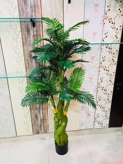 A large artificial Areca Palm tree with delicate fronds, ideal for creating a resort-like feel in lobbies and large spaces.