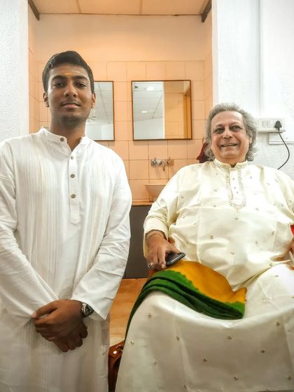 With the one and only Ustad Swapan Chaudhuri da, a legend of the tabla, at the Naada Bindu festival. Meeting such masters is a lesson in itself.