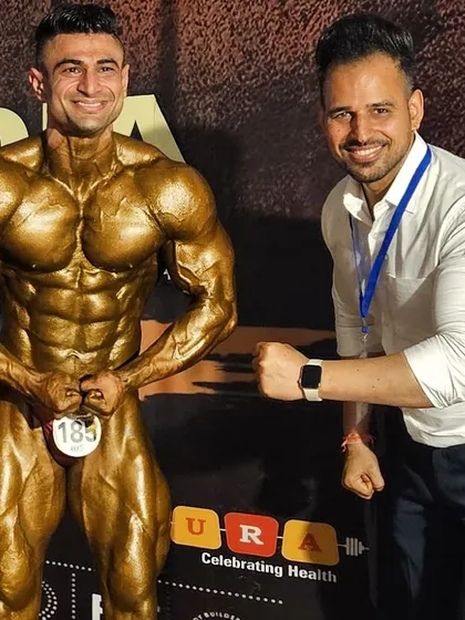 With my athlete at the IBBF Nationals in Ludhiana. Bringing a client to the national stage is a proud moment for any coach.