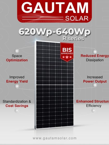Our Rectangular N-type TOPCon modules (620Wp - 640Wp) are designed for space optimization and improved energy yield. This standardization leads to cost savings and enhanced structural efficiency, making them ideal for utility-scale projects.