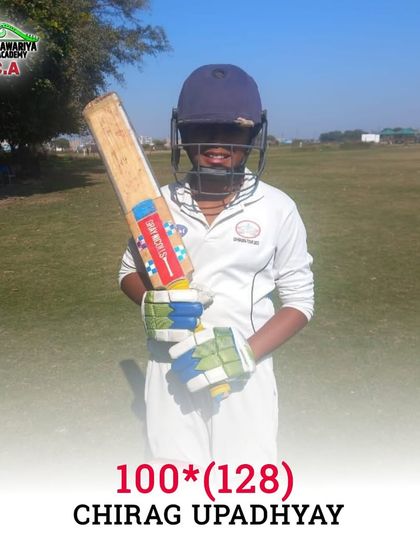 Chirag Upadhyay after scoring a brilliant century. He has a very bright future as a top order batsman.