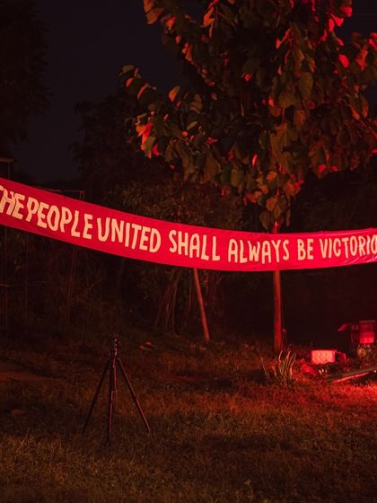 A banner at one of our outdoor community events reads "The People United Shall Always Be Victorious." This reflects the core philosophy of unity and community that underpins my DIY events.