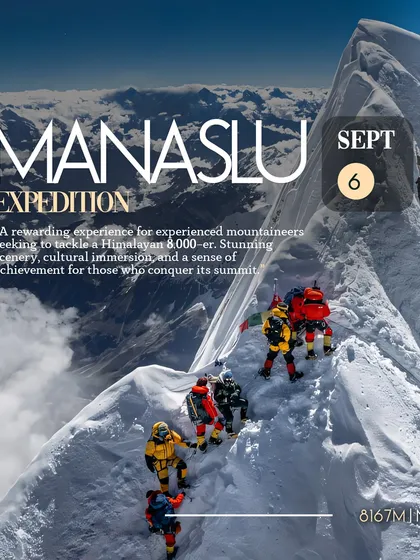 Details on our Manaslu expedition. As an 8000er, it's a rewarding experience for experienced mountaineers looking to tackle a Himalayan giant.