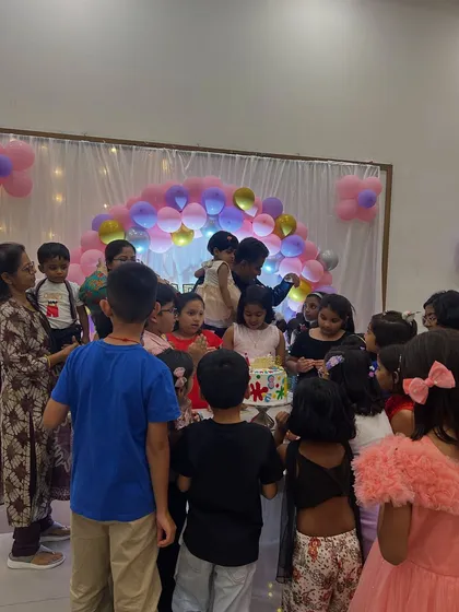 The cake cutting ceremony at a birthday party we hosted. We help create a complete and memorable celebration for your child.