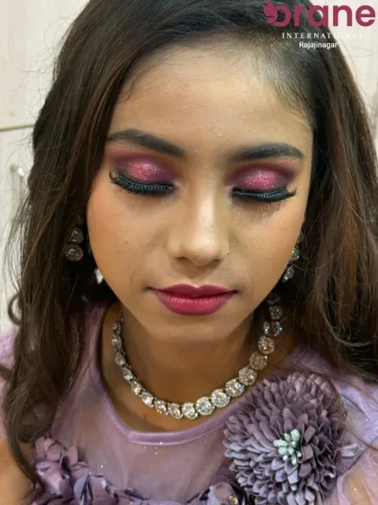 An intense close-up on the eyes, showcasing the dramatic lashes and perfectly blended eyeshadow.