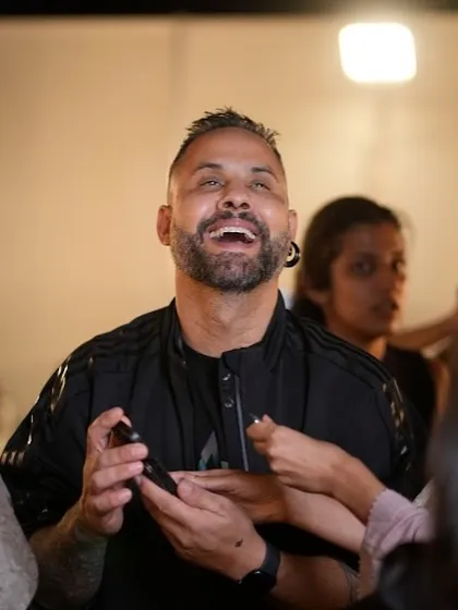 The man himself, Daniel Bauer, sharing a laugh backstage at Lakme Fashion Week. The energy and camaraderie are what make these experiences so memorable.