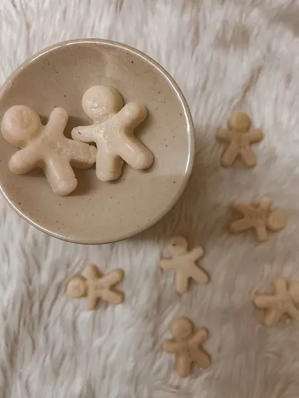 Our cute gingerbread man wax melts. They bring the scent of Christmas baking into your home without turning on the oven.