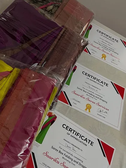 A vibrant collection of sarees folded by students during one of my hands-on sessions in Bangalore.