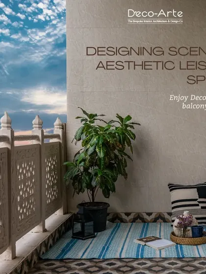 Explore a variety of outdoor retreats I have designed. From cozy balconies with patterned tiles and Buddha statues to expansive terraces with vertical gardens and lounge seating, each space is crafted to be a personal haven.