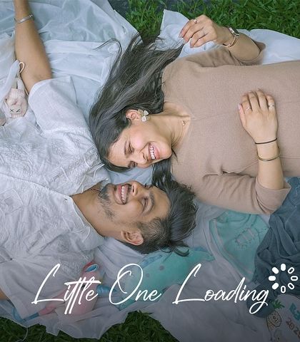 Little one loading! This fun and casual shot from our picnic setup is a modern and joyful way to announce the upcoming arrival.