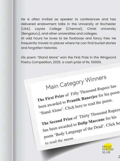 An excerpt from our winner's announcement, congratulating Prantik Banerjee and Dalip Maccune for securing the top two prizes in the main category.