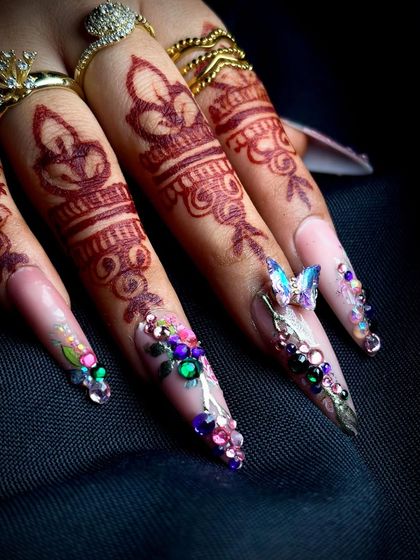 This angle highlights the traditional henna patterns, which are also part of our curriculum.
