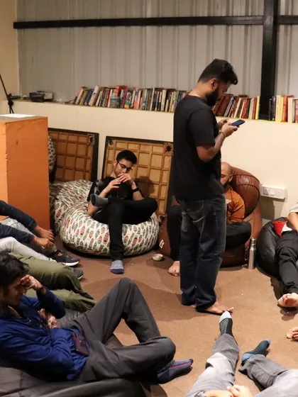 The bean bag corner is a popular spot for our board game meetups. It's a casual and comfortable setting for long gaming sessions and friendly competition.