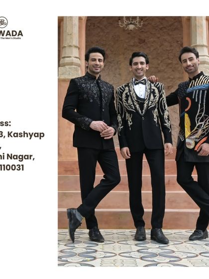 A full-length group shot with our studio address, inviting you to explore these exclusive designs.