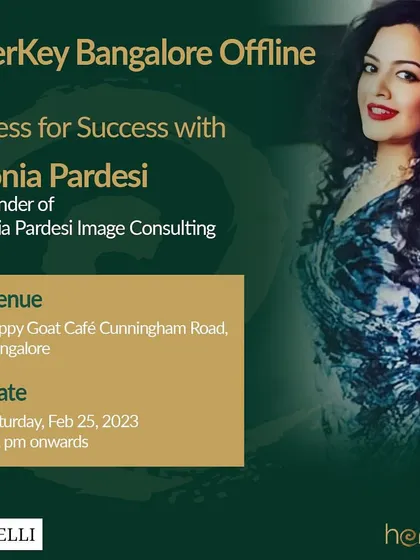 The official announcement for my 'Dress for Success' workshop with Herkey Bangalore. These offline events are a fantastic way to connect with professional women in an intimate and interactive setting.