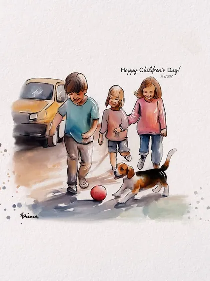 Sometimes our pets are part of our most cherished childhood memories. This piece shows how I can include beloved animals in family portraits and narrative scenes, adding an extra layer of warmth and nostalgia.