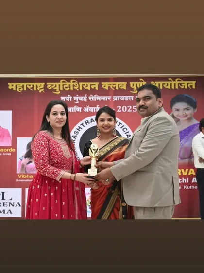 I was honored to be invited as a VIP guest by the Maharashtra Beautician Club, Pune, and receive the best makeup artist award. It's a recognition of my dedication to this industry.