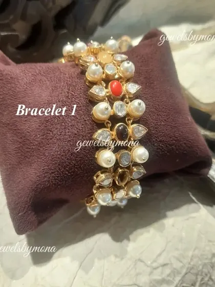 The main bracelet component of the 4-in-1 Navratna set. This piece is a statement in itself, featuring the nine auspicious gemstones set in a beautiful arrangement.
