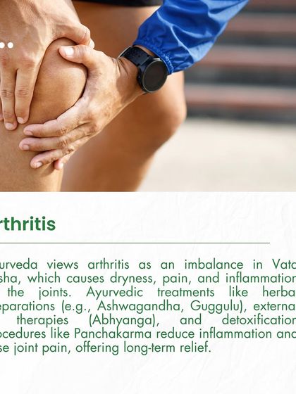 Arthritis is viewed in Ayurveda as a Vata imbalance. We use herbal preparations, external oil therapies like Abhyanga, and detoxification procedures to reduce inflammation and provide long-term relief from joint pain.