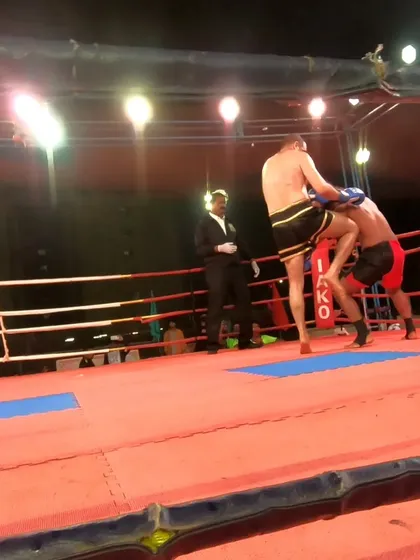 A devastating knee strike in the clinch, a classic Muay Thai technique that our champion used to dominate his fight.