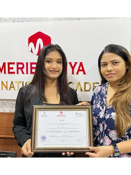 A wonderful moment of achievement. Congratulations to our graduate on receiving her professional certification in aesthetics.
