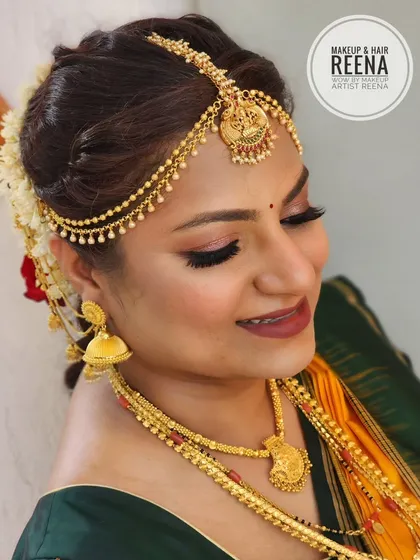 Another beautiful shot of Divya's baby shower makeover. The soft eye makeup and bold lip are a perfect combination.