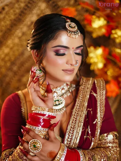 This shot beautifully captures the blended eyeshadow and the delicate shimmer, highlighting the student's technical skill.