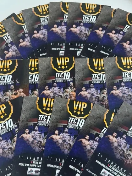 The tickets for fight night. This makes it real. We are ready to show our support and watch our fighter showcase the results of his hard work.