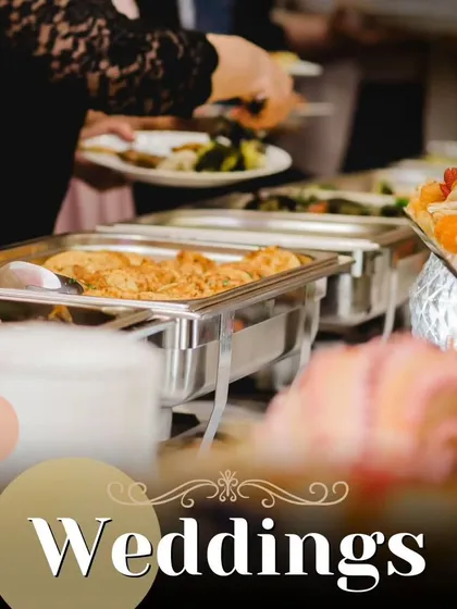 Weddings are one of our specialties. This image of a wedding buffet line signifies our commitment to providing an abundant and delicious feast for your most important day.
