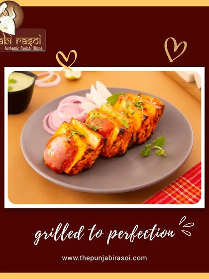 Our Paneer Tikka is grilled to perfection in the tandoor. The paneer is marinated in spices, giving it a smoky flavour and a crispy exterior.