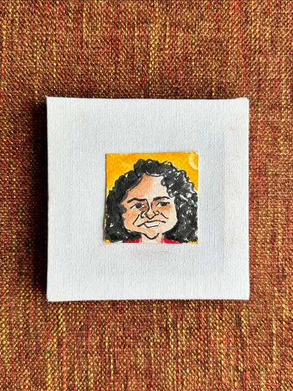 A mini watercolour caricature of my friend, Ishani. After a decade of friendship, it was only fitting to include her in my gratitude portrait series.