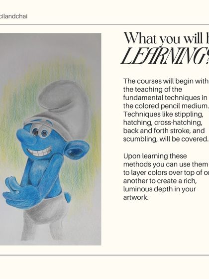 Our colored pencil courses begin with fundamental techniques like hatching and cross-hatching to help you create rich, layered colors.