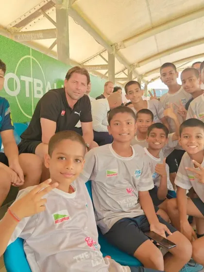 We open doors to global stages. Here, our talented players are seen with international coaches during the Bundesliga trials in Germany, an invaluable experience for any aspiring footballer.