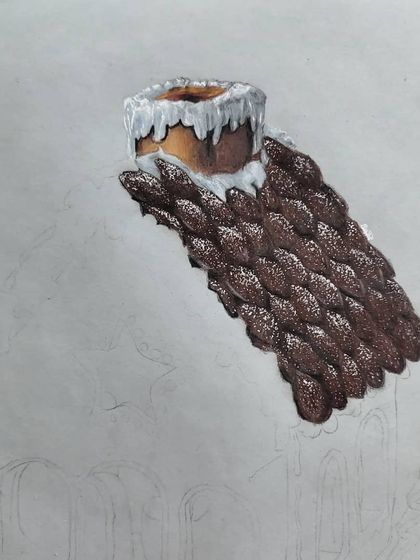 A wider view of the gingerbread house WIP.