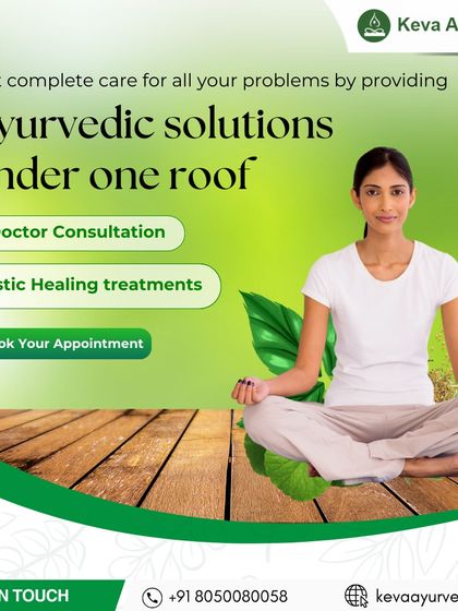 At Keva Ayurveda, we provide complete Ayurvedic solutions under one roof. This image represents our integrated services, from in-depth doctor consultations to holistic healing treatments, all designed to restore your well-being.