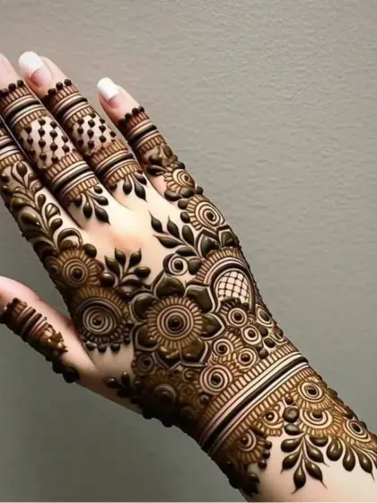 A chic and modern design with a mix of floral and geometric elements.