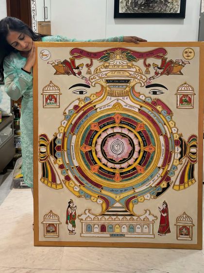 A moment of connection with the finished "Siddha Chakra." People often see the final piece but overlook the deep, meditative journey behind its creation.