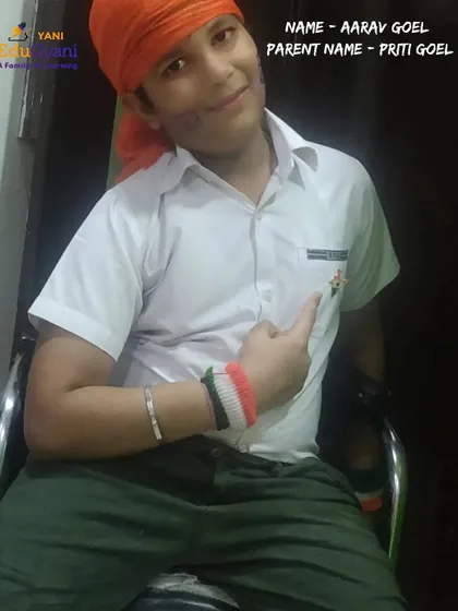 Aarav Goel shows his patriotic side during our Independence Day event, participating with great enthusiasm.