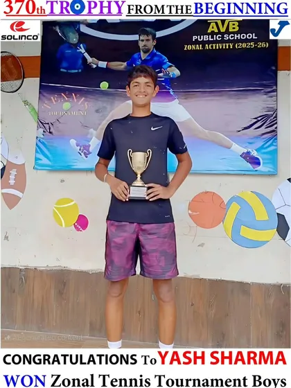 Congratulations to Yash Sharma for winning the Zonal Tennis Tournament Boys Under-17. This was his 3rd trophy in a single month.