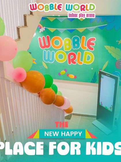 A look at our welcoming entrance. Decorated with balloons, it's the start of the journey into the new happy place for kids.